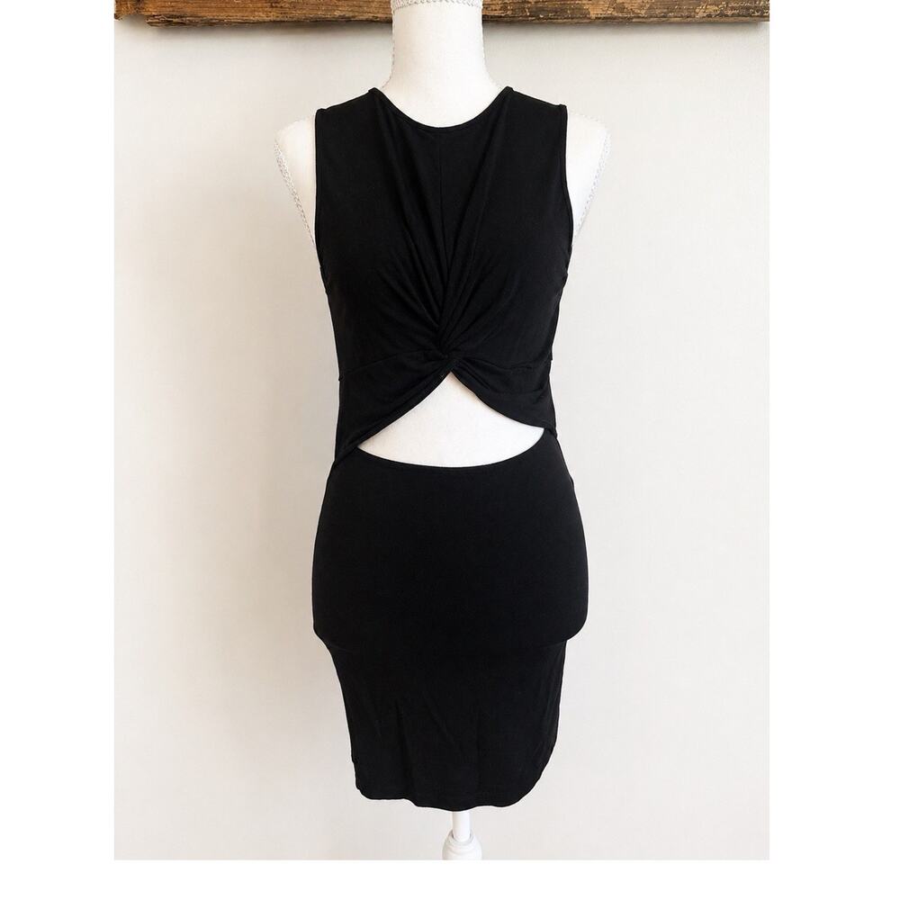 Elodie Black Cut Out Twist Front Bodycon Dress Sleeveless Short Size M